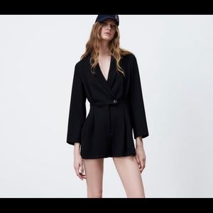 ZARA NWT Short Pleated Jumpsuit XS